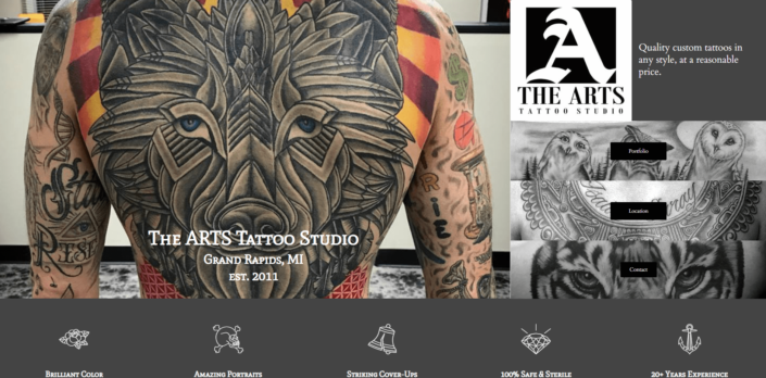 The ARTS Tattoo Studio - Small Business Website by Purple Gen