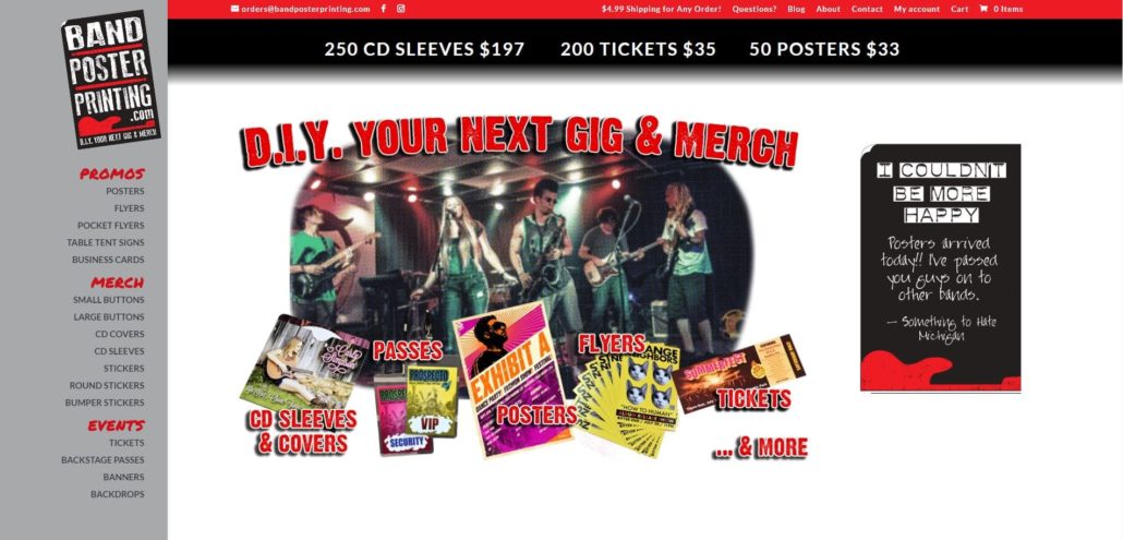 Band Poster Printing Website Design by Purple Gen - Purple-Gen.com