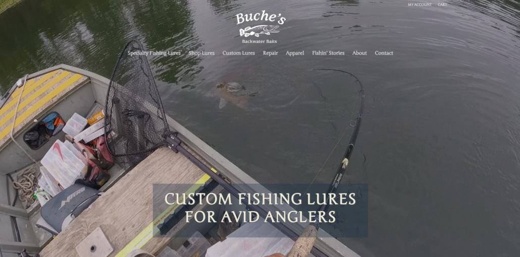 Website Design & Ecommerce Store Development for Buche's Backwater Baits, a Specialty Fishing Lure Company in Grand Rapids MI - Purple-Gen.com