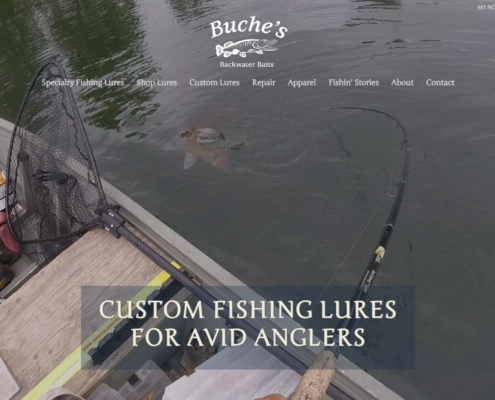 Website Design & Ecommerce Store Development for Buche's Backwater Baits, a Specialty Fishing Lure Company in Grand Rapids MI - Purple-Gen.com