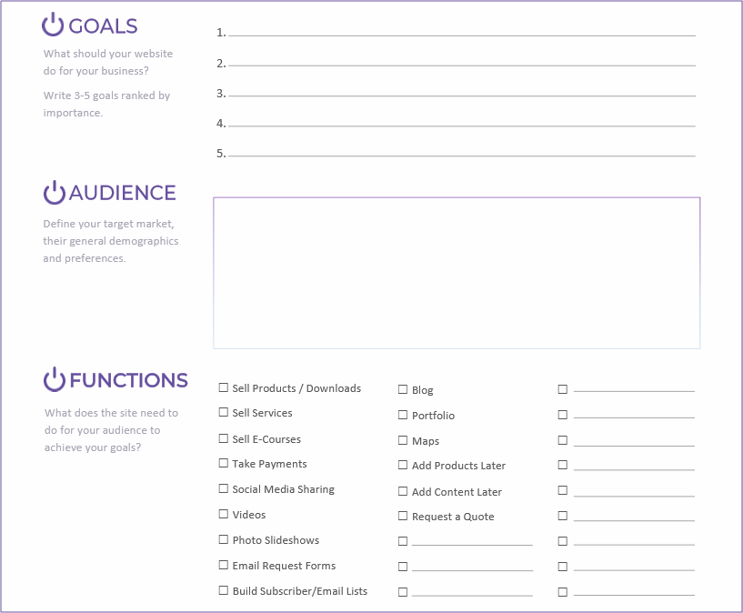 A Guide to Planning a New Website Printable - Purple-Gen.com