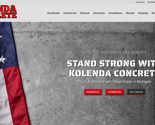 Wordpress website design for Kolenda Concrete by Purple Gen - Purple-Gen.com