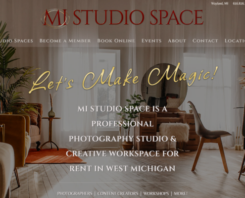 MI Studio Space website and logo design, content creation and SEO by Purple Gen - purple-gen.com