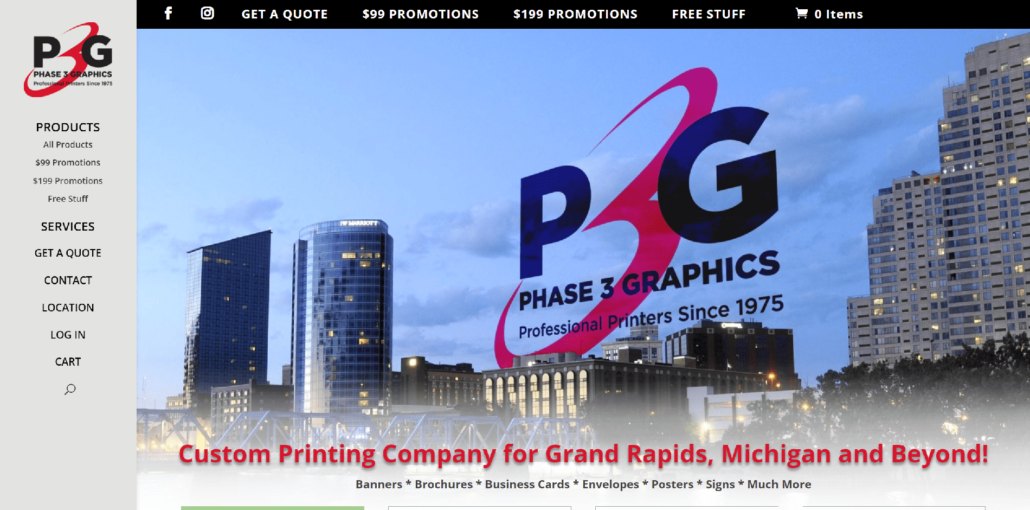 Website Design for Phase 3 Graphics - Purple-Gen.com