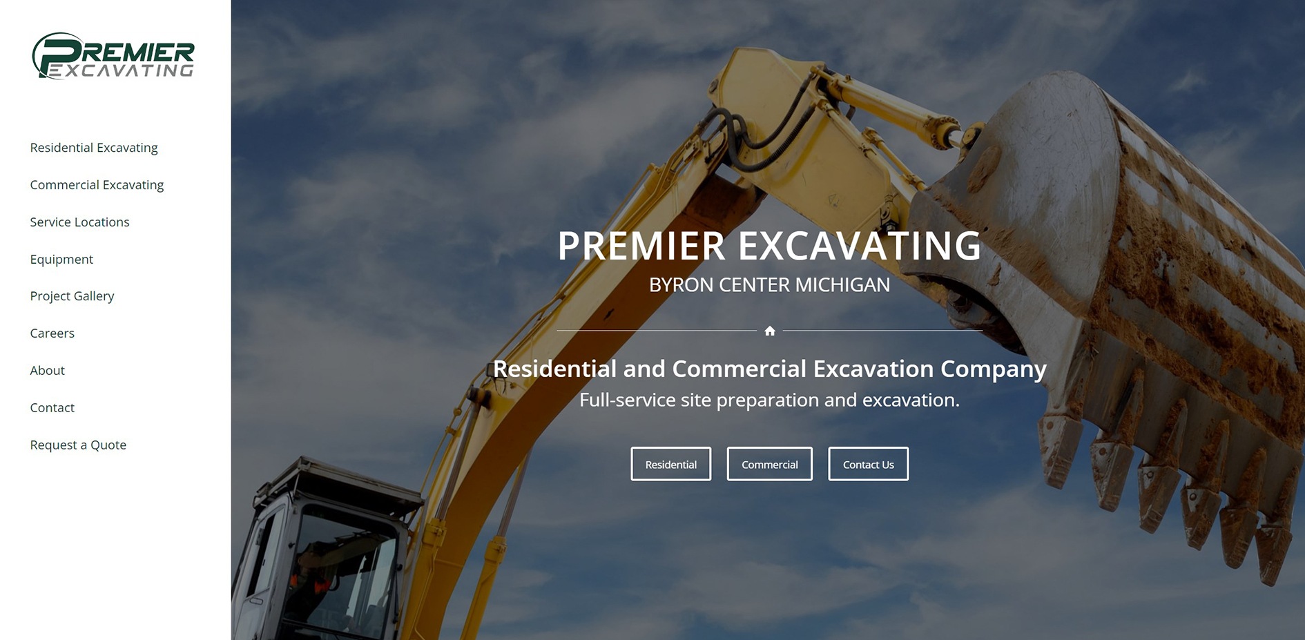 Premier Excavating Website Design by Purple Gen - Purple-Gen.com