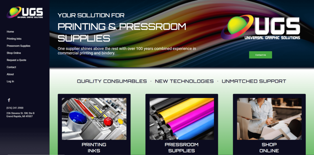 Universal Graphic Solutions Website Design by Purple Gen - Purple-Gen.com