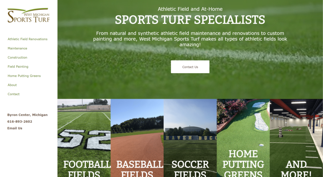West MI Sports Turf Website Design by Purple Gen - Purple-Gen.com